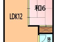 【平田アパート 105】2020年に１LDKにリフォーム！LDKが広々12帖 近隣スーパーまで徒歩６分 1階 間取り図