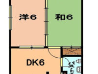 【崎間アパート 106】オール洋間のお部屋です。ベランダ南東向き★駐車場１台付き★ 2階 間取り図
