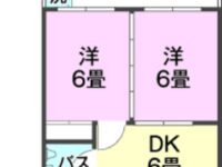 【崎間アパート 106】オール洋間のお部屋です。ベランダ南東向き★駐車場１台付き★ 1階 間取り図